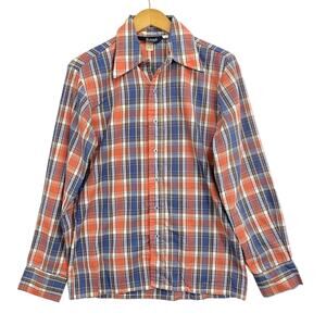 Hutspah Shirt Men's Blue Red Plaid Vintage Retro 80s USA Patriotic Rodeo Western